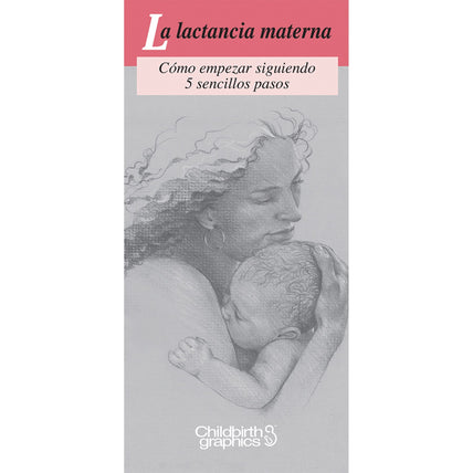 breastfeeding 5 easy steps pamphlet in Spanish, 2-color breastfeeding pamphlet Spanish language with black and white illustrations cover image, Childbirth Graphics, 38531