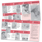 breastfeeding 5 easy steps pamphlet in Spanish, 2-color breastfeeding pamphlet Spanish language with black and white illustrations inside and outside shown, Childbirth Graphics, 38531