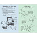 Breastfeeding Basics 16-page illustrated booklet center spread image shown Spanish, setting up a breastfeeding station, how to tell when your baby is hungry, Childbirth Graphics, 38603