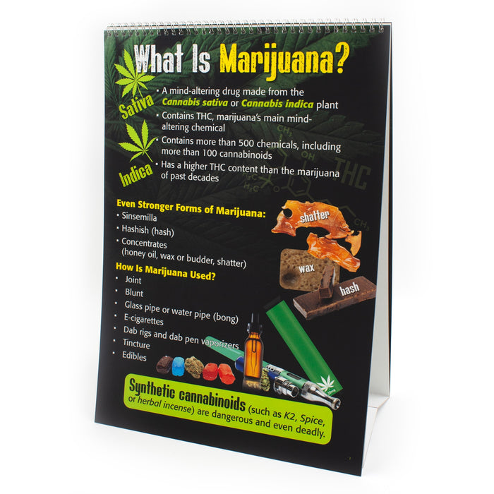 Marijuana Flip Chart from Health Edco, presentation panel explaining types of marijuana and how marijuana is used, 43111