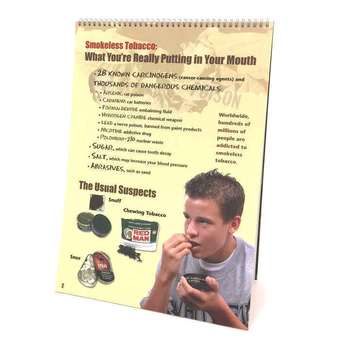 Smokeless Tobacco 6-panel spiral bound flip chart panel 2,  chemicals, Health Edco, 43163