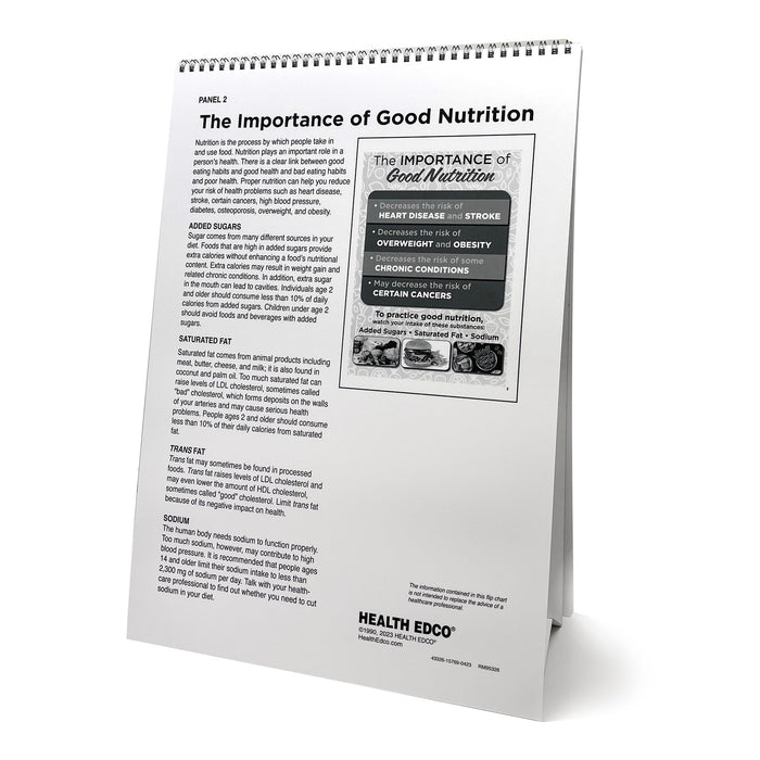 Nutrition Basics Flip Chart, nutrition health education chart,script panel on value of good nutrition, Health Edco, 43326