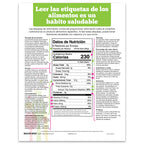 Reading Food Labels Tear Pad for health education to teach how to read the Nutrition Facts Label, Spanish, Health Edco, 52085