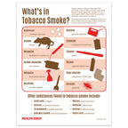 What's in Tobacco Smoke two-sided educational tear pad from Health Edco illustrating toxic tobacco smoke ingredients, 52584