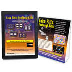 Fake Pills: Fentanyl Kills 3-D Display, drug education display with pills models in case and tent card, Health Edco, 78062