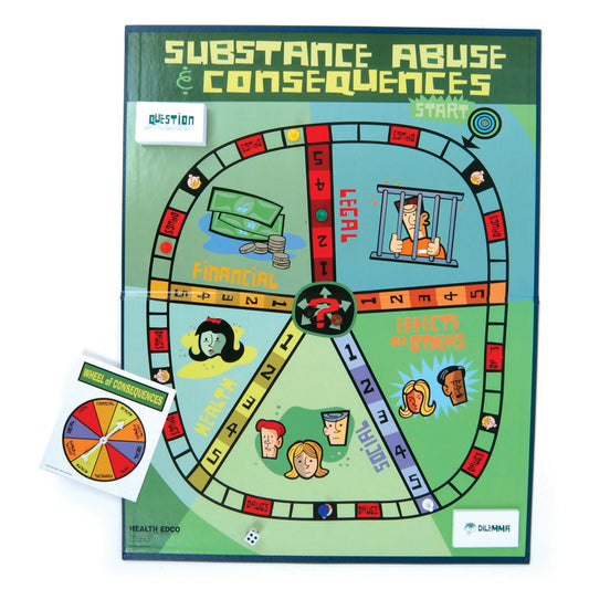 Substance Abuse & Consequences Game, health education board game  on substance abuse with game cards, Health Edco, 79033