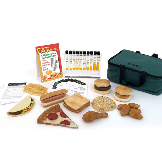 Fat Chance: A Closer Look at Fast Food Display, nutrition education faux foods and test tube set, Health Edco, 79056