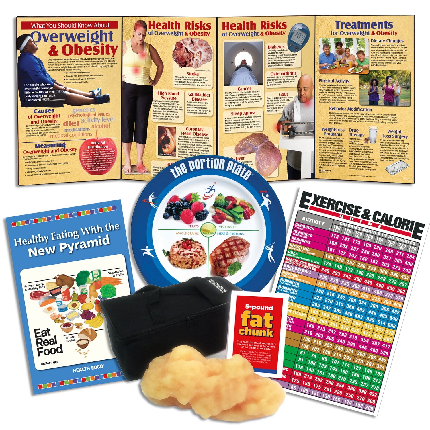 Overweight & Obesity Teaching Set, five health education materials for nutrition and exercise education, Health Edco, 79100
