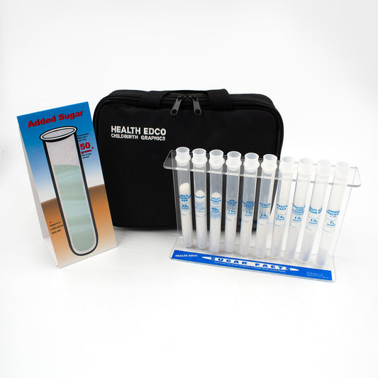 Sugar Facts Test Tubes, health education and nutrition education test tube teaching set with case, Health Edco, 79128