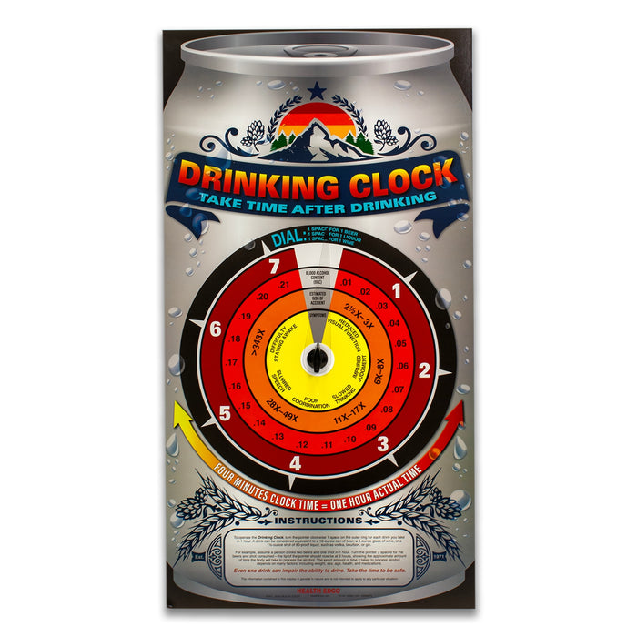 Drinking Clock Action Display for health education, large clock showing time it takes to get sober, Health Edco, 79130