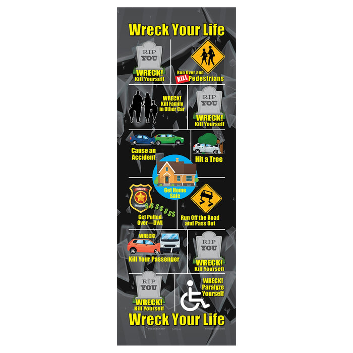 Wreck Your Life Game Mat, DW Eyes Game Kit for alcohol education to show dangers of drunken drivng, Health Edco, 79187