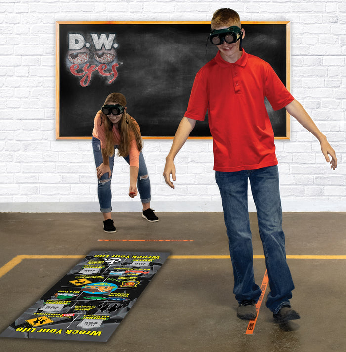 DW Eyes Game Kit With Goggles, students participating in the Wreck Your Life Activity in game kit, Health Edco, 79187
