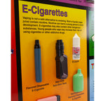 A Closer Look at Tobacco 3-D Display, health education display closeup of e-cigarette and vaping models, Health Edco, 79225
