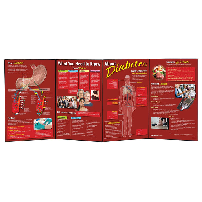 What You Need to Know About Diabetes folding display for health education from Health Edco, diabetes teaching tools, 79302