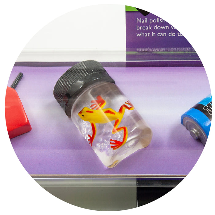 Toxic Haze: Vaping Poisons Display, close-up of frog in formaldehyde jar model in large vape model, Health Edco, 79309