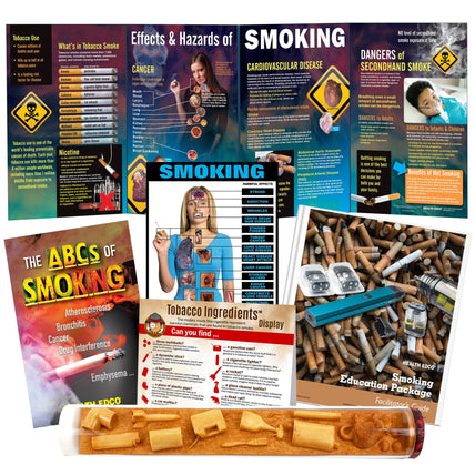 Smoking Education Package, smoking and tobacco teaching materials with displays, booklets, and chart, Health Edco, 79368