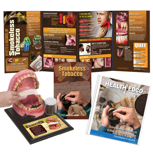 Smokeless Tobacco Education Package from Health Edco with Mr Gross Mouth Model, educational display, guide, and more, 79374