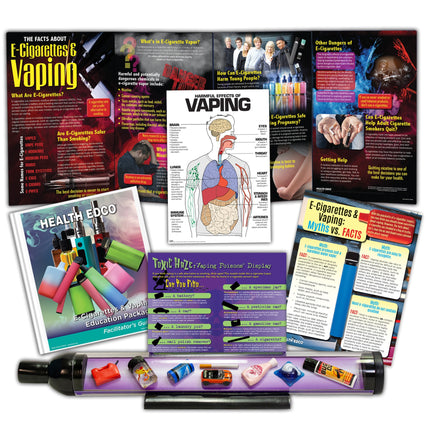 E-Cigarettes and Vaping Education Package, educational 3-D display, folding display, guide, and more, Health Edco, 79450