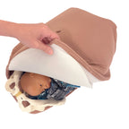 Abdominal Palpation Model, hand pulling teaching cover to show fetus and pelvis models inside, Childbirth Graphics, 79820