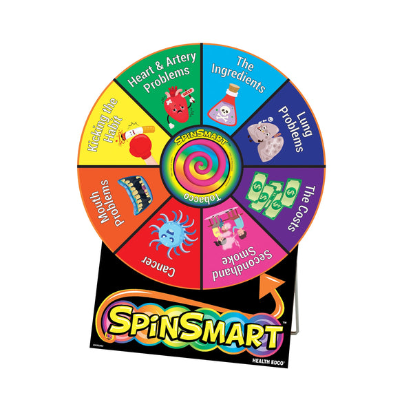 SpinSmart Tobacco Wheel, spinning wheel game tobacco education activity to teach nicotine and tobacco, Health Edco, 79983