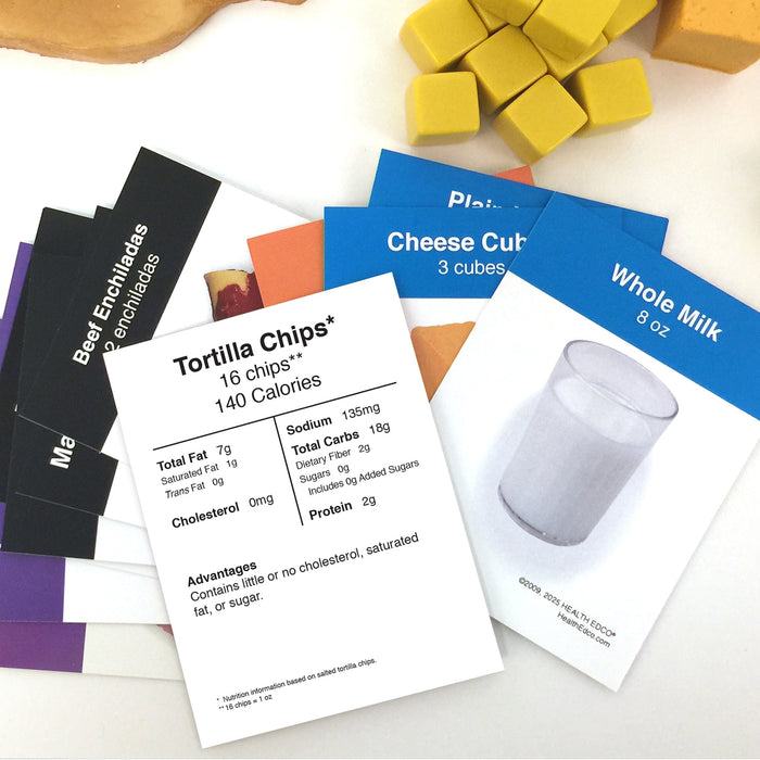 Fat Finders Display, health education nutrition activity with food information cards and activity cubes, Health Edco, 79988