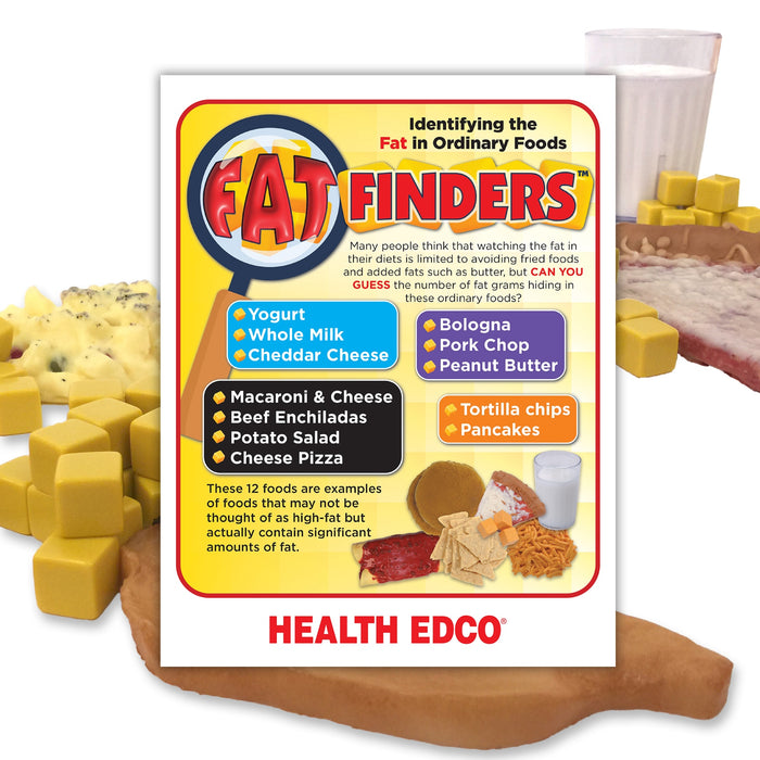 Fat Finders Display, nutrition education activity presentation notes and faux food models, Health Edco, 79988